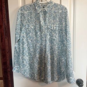 Ralph Lauren Blue and Cream Floral Shirt in Very Good Condition.